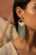 Boho Beads Mint and Gold Earrings