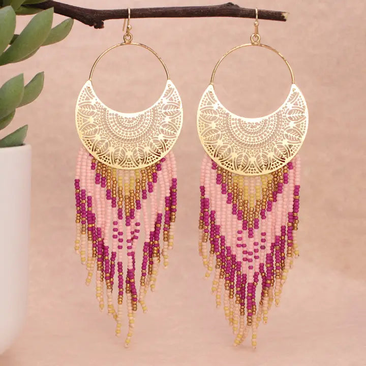 Sunset Beaded Filigree Earrings