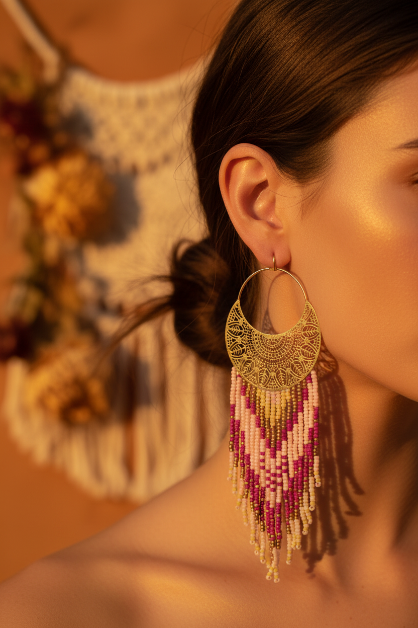Sunset Beaded Filigree Earrings
